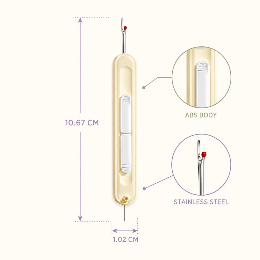 2-in-1 Needle Threader & Retractable Seam Ripper Tool