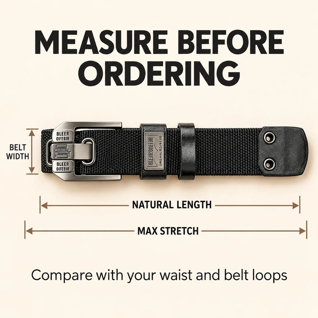 Holeless Stretch Belt with Square Metal Buckle
