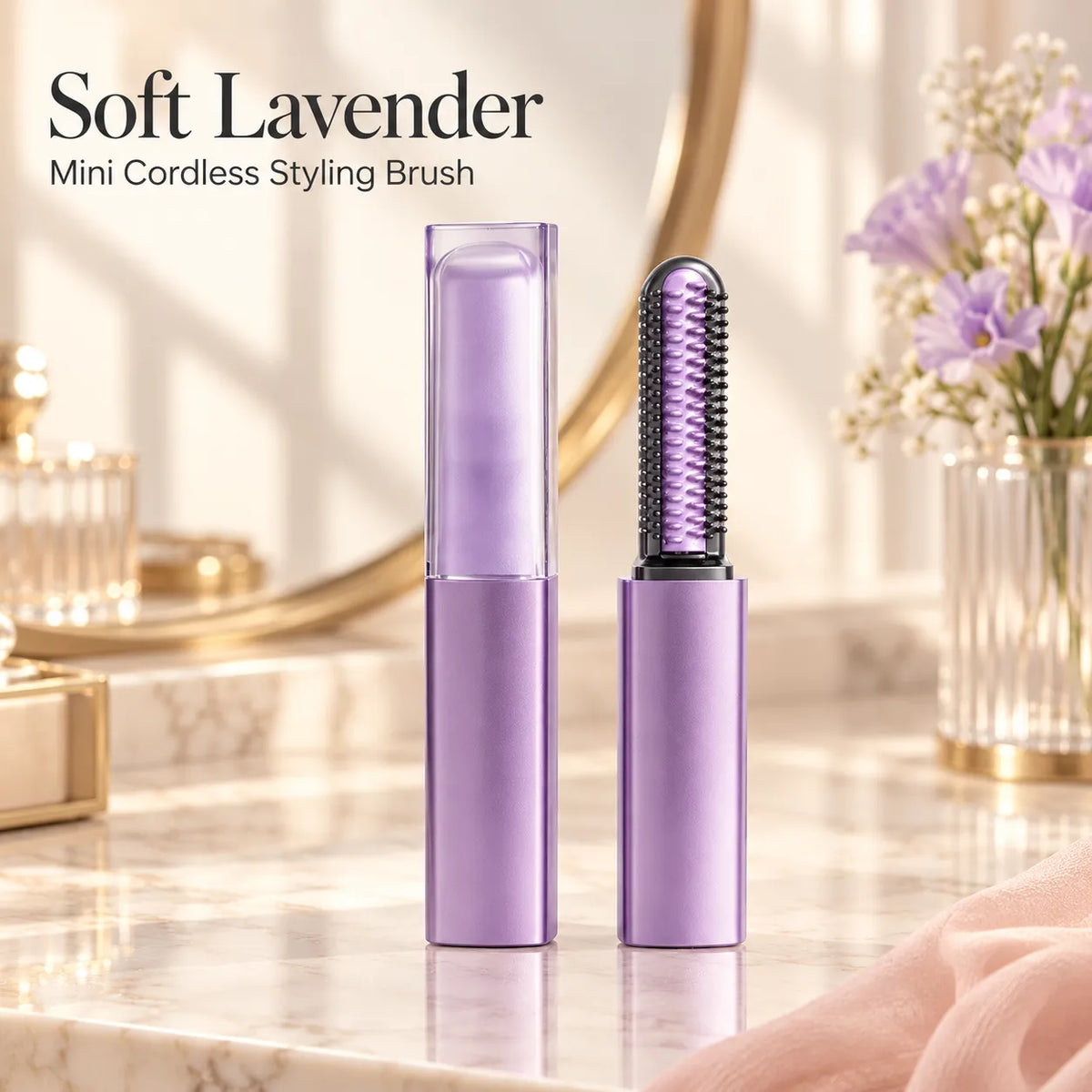 ✨ Mini Cordless Heated Styling Brush – Portable Hair Touch-Up Tool for Bangs, Face-Framing Pieces & Ends