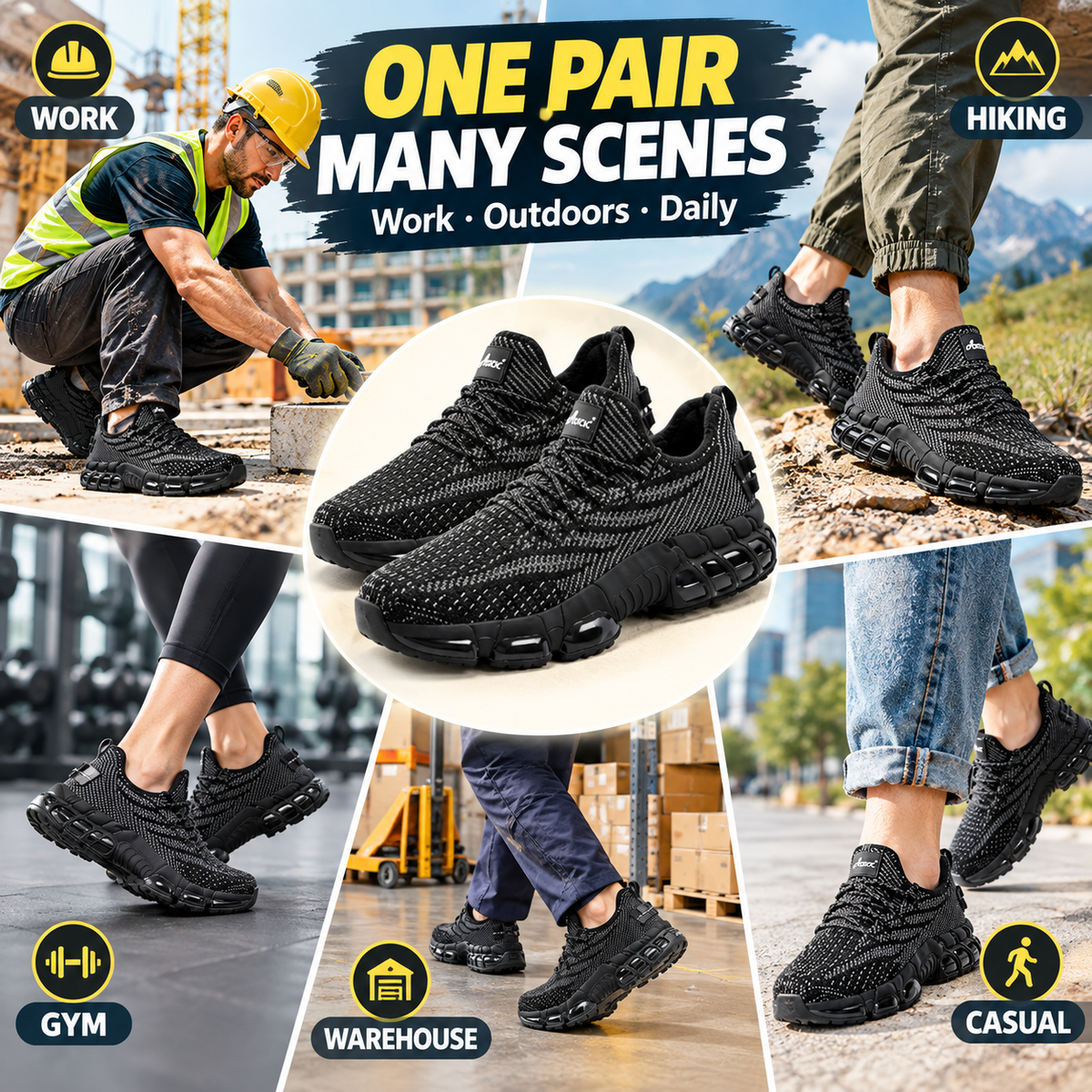 👟 Men's Lightweight Steel Toe Safety Sneakers | Puncture-Proof Work Shoes