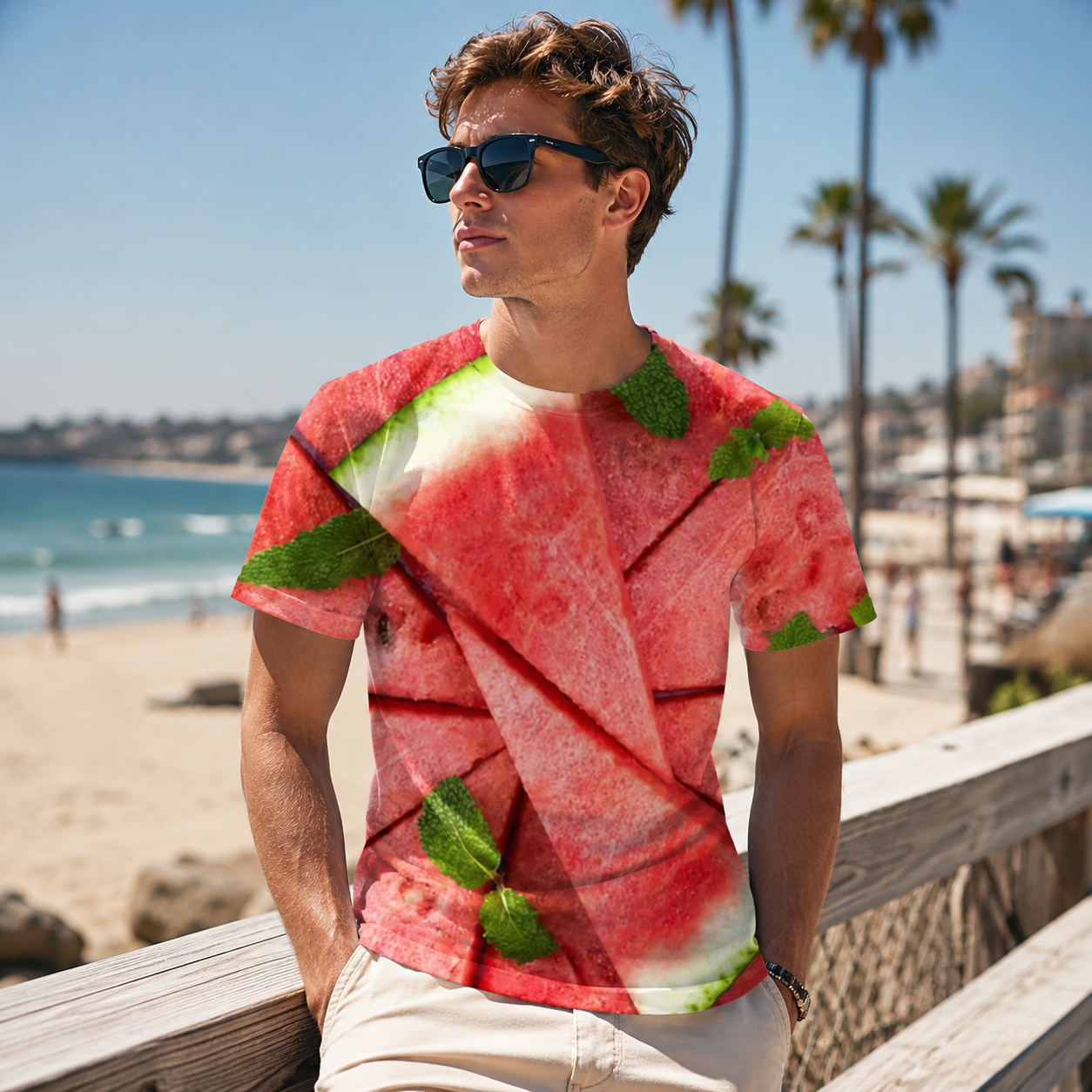 🍉 Summer Vibe 3D Watermelon Patch Graphic Tee