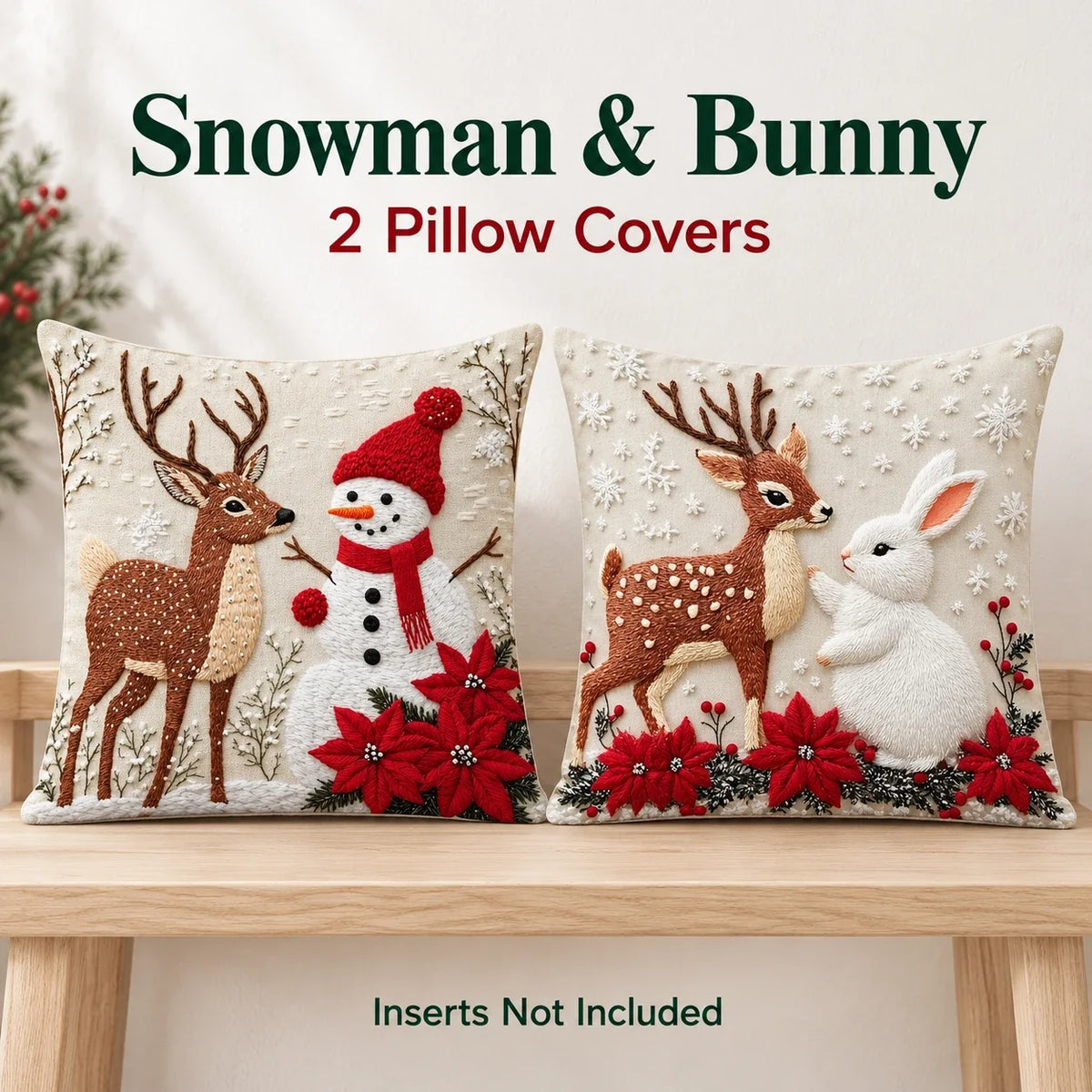 🎄 Christmas Pillow Covers 4-Piece Set — Festive Sofa Makeover