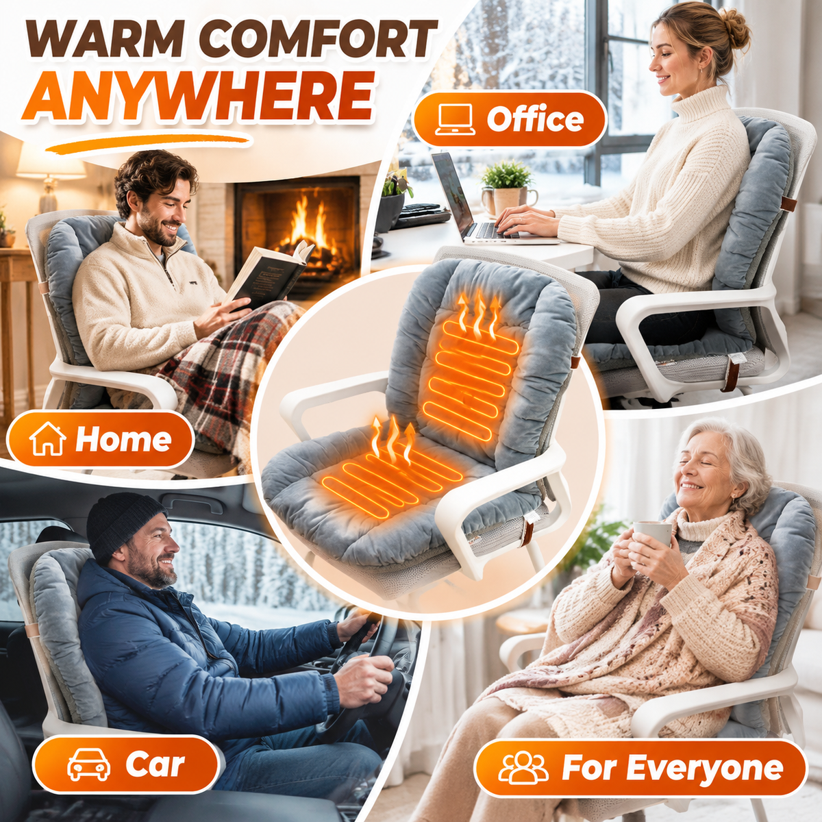 🔥 Plush Heated Chair Cushion – Cozy Warmth for Your Seat & Back 🛋️