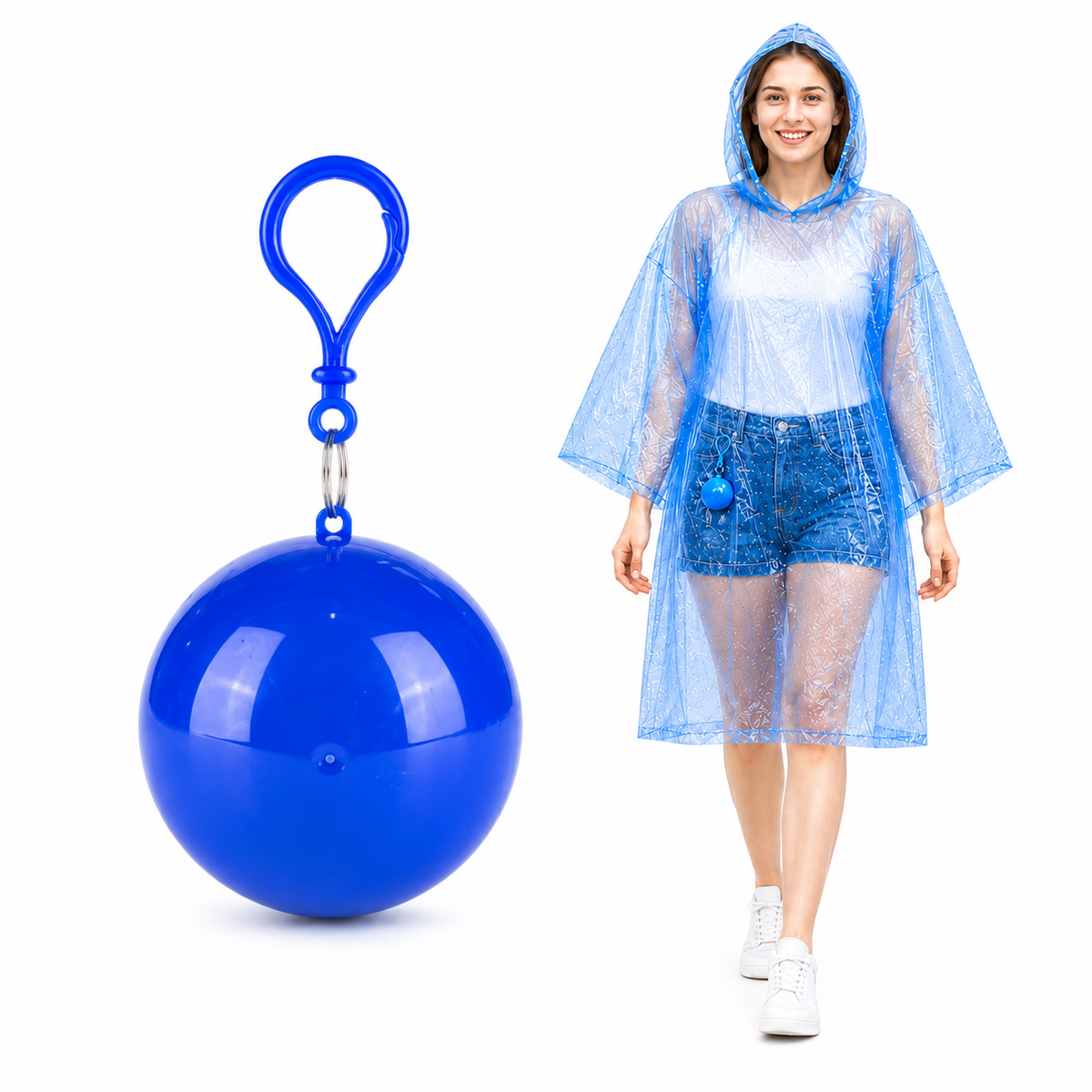🎒 Ultimate Clip-On Travel Rain Poncho Ball | Compact Emergency Waterproof Raincoat Pack 🌧️