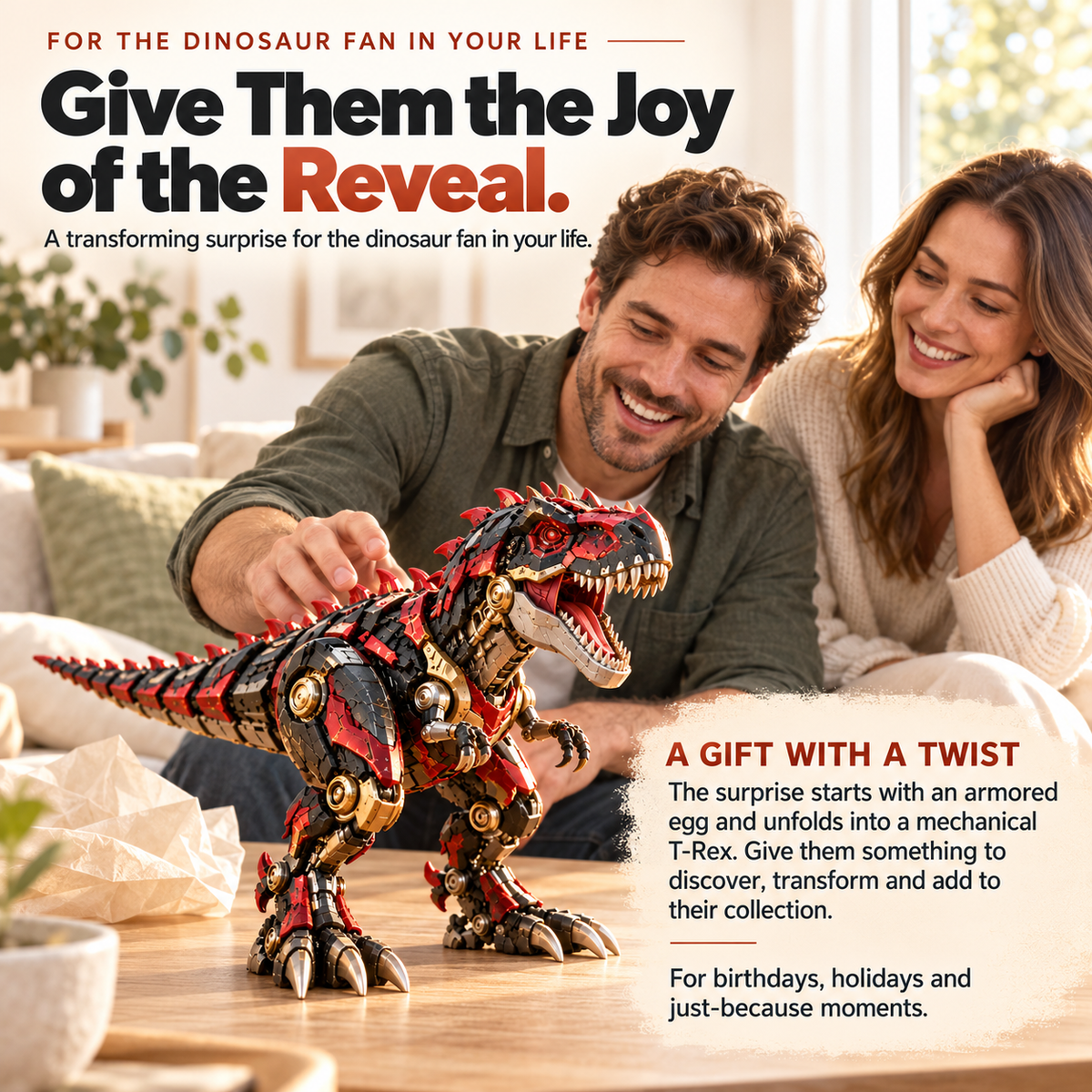 🔥 🦖 2-in-1 Mechanical T-Rex Egg – Transforming Dinosaur Figure with Armored Details & a Surprise Reveal