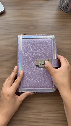 💖 Glitter Combination Lock Budget Binder - Secret Cash & Receipt Organizer