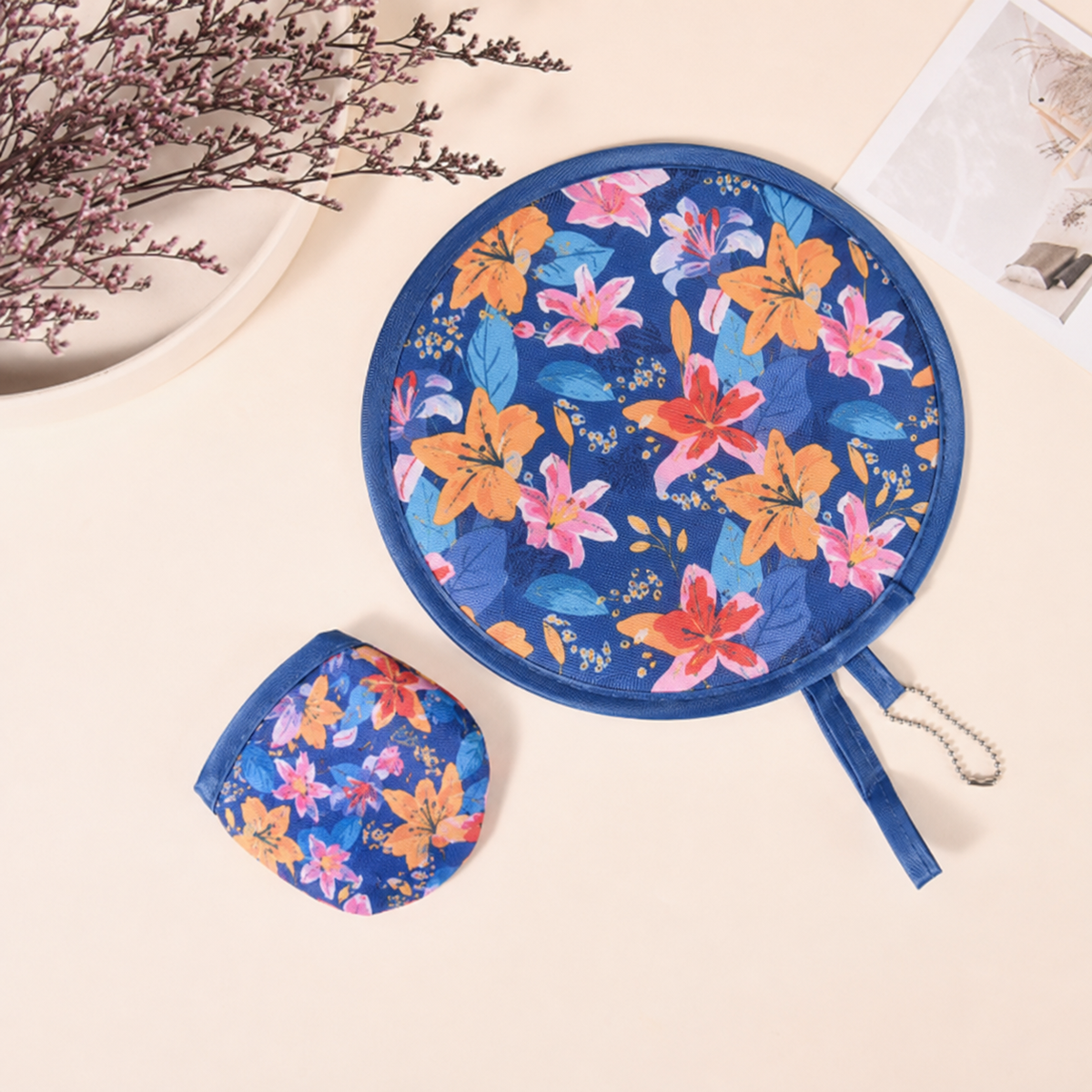 🌸 Portable Floral Foldable Hand Fan | Pocket Cooling Breeze with Pouch ✨