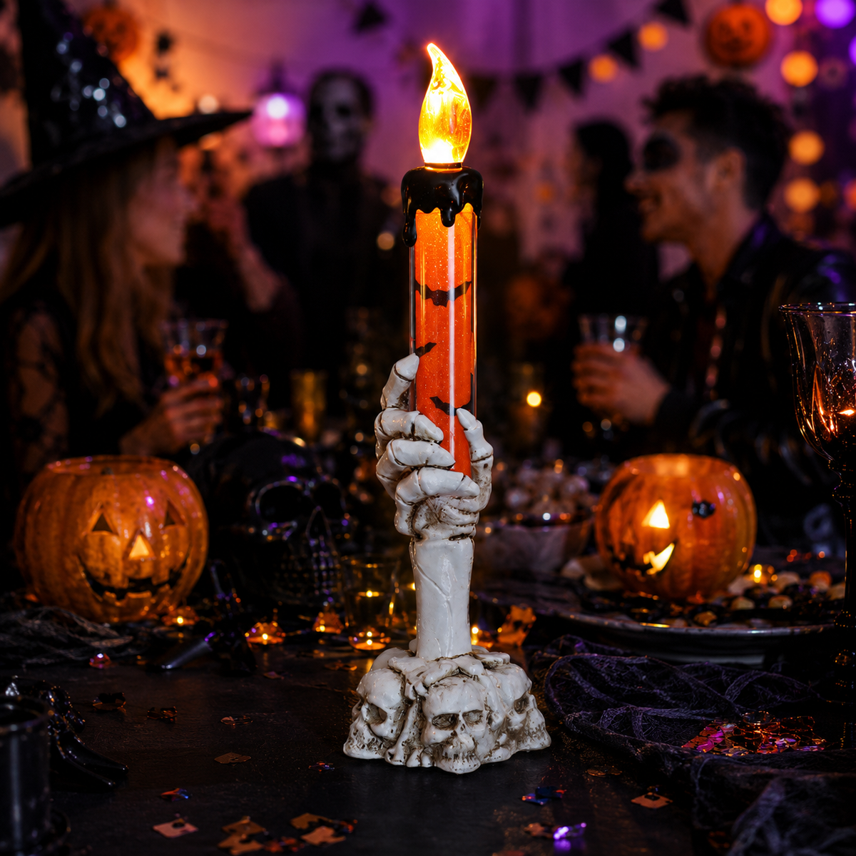 Spooky Skeleton Hand LED Halloween Decor Candle💀