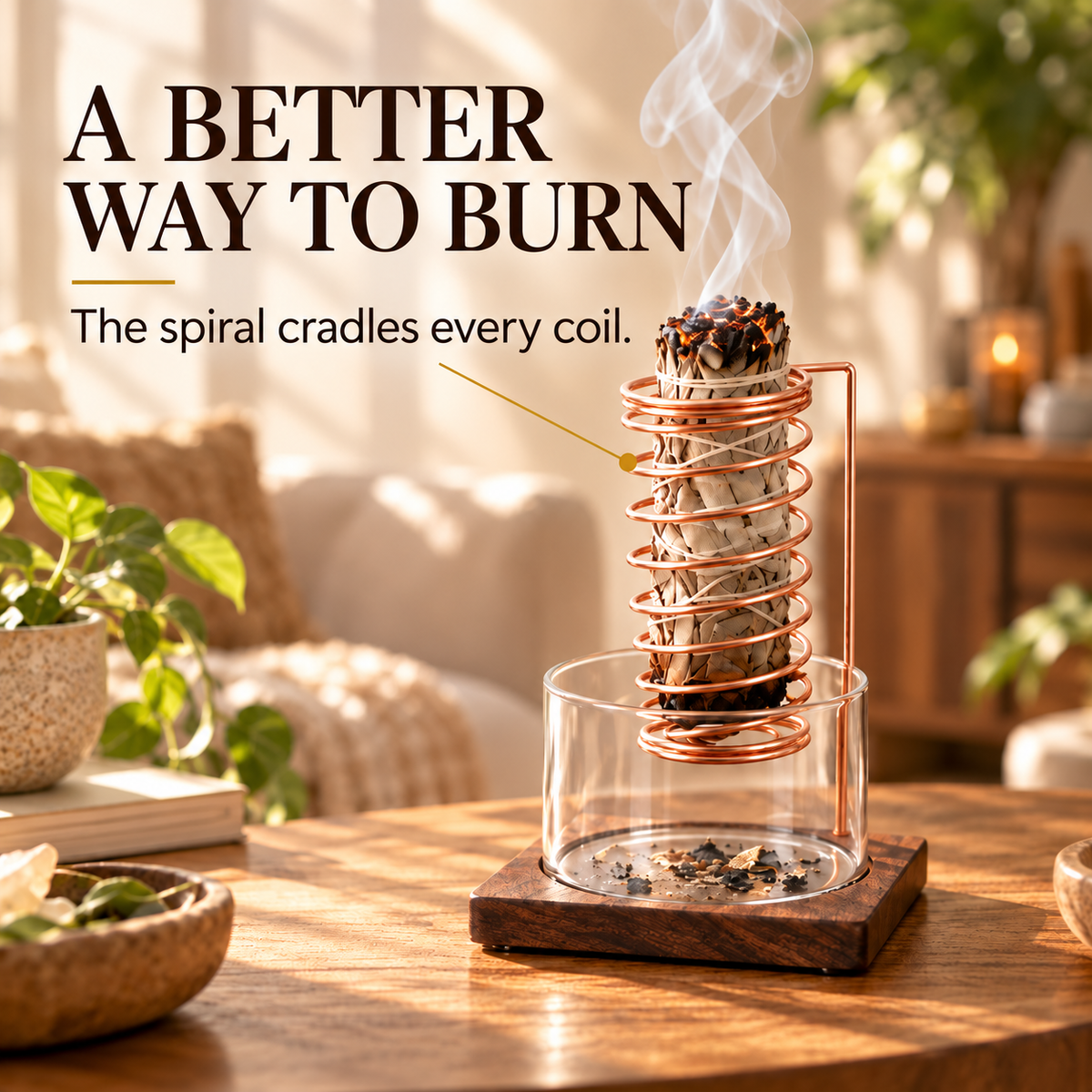 🌿 Wooden Glass Wormwood & Incense Burner