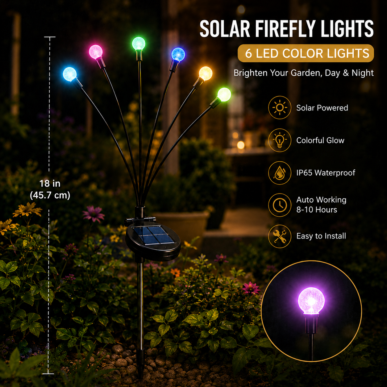 Solar Powered Firefly Swaying Garden Lights