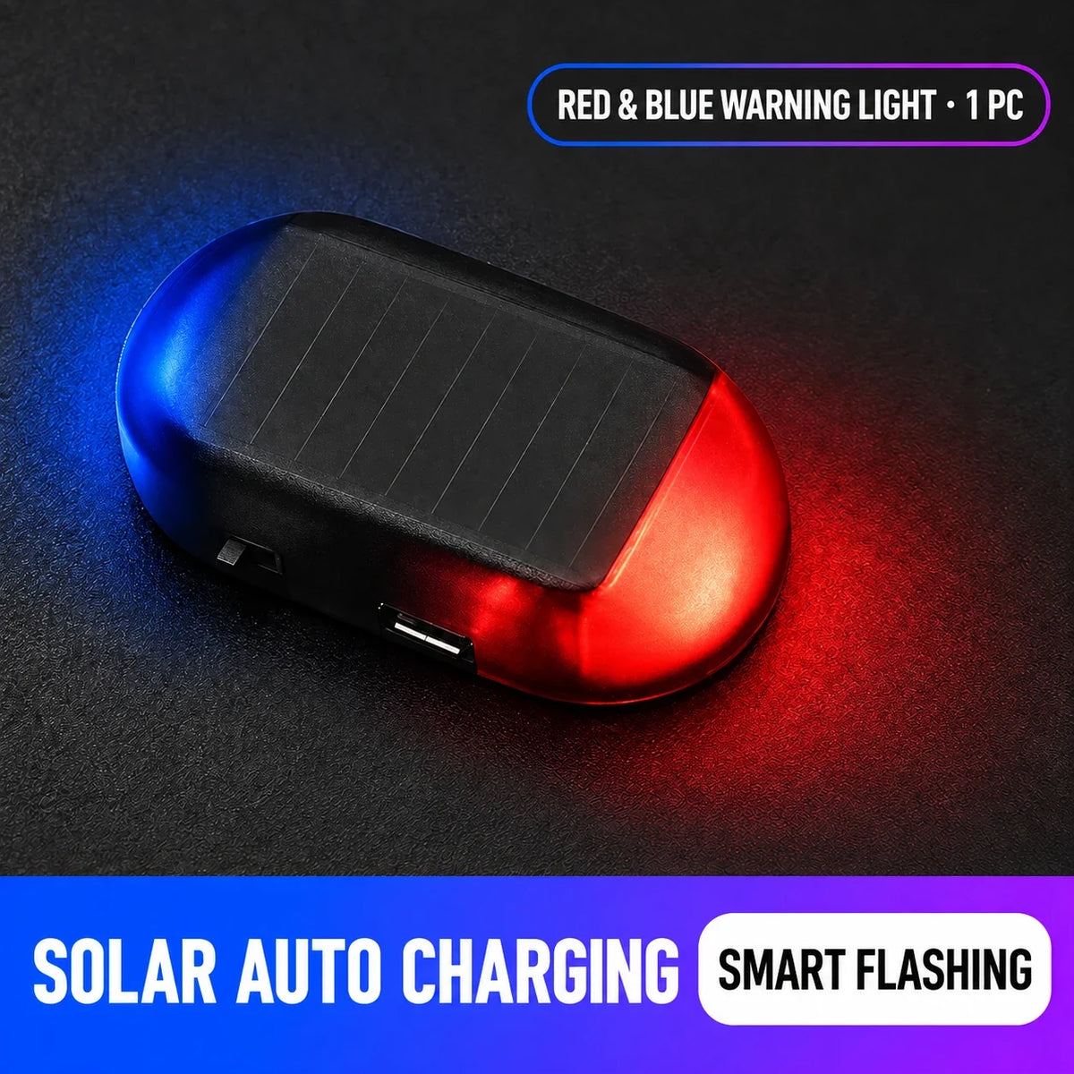 Solar Car Security Warning Light | Auto Night Flash