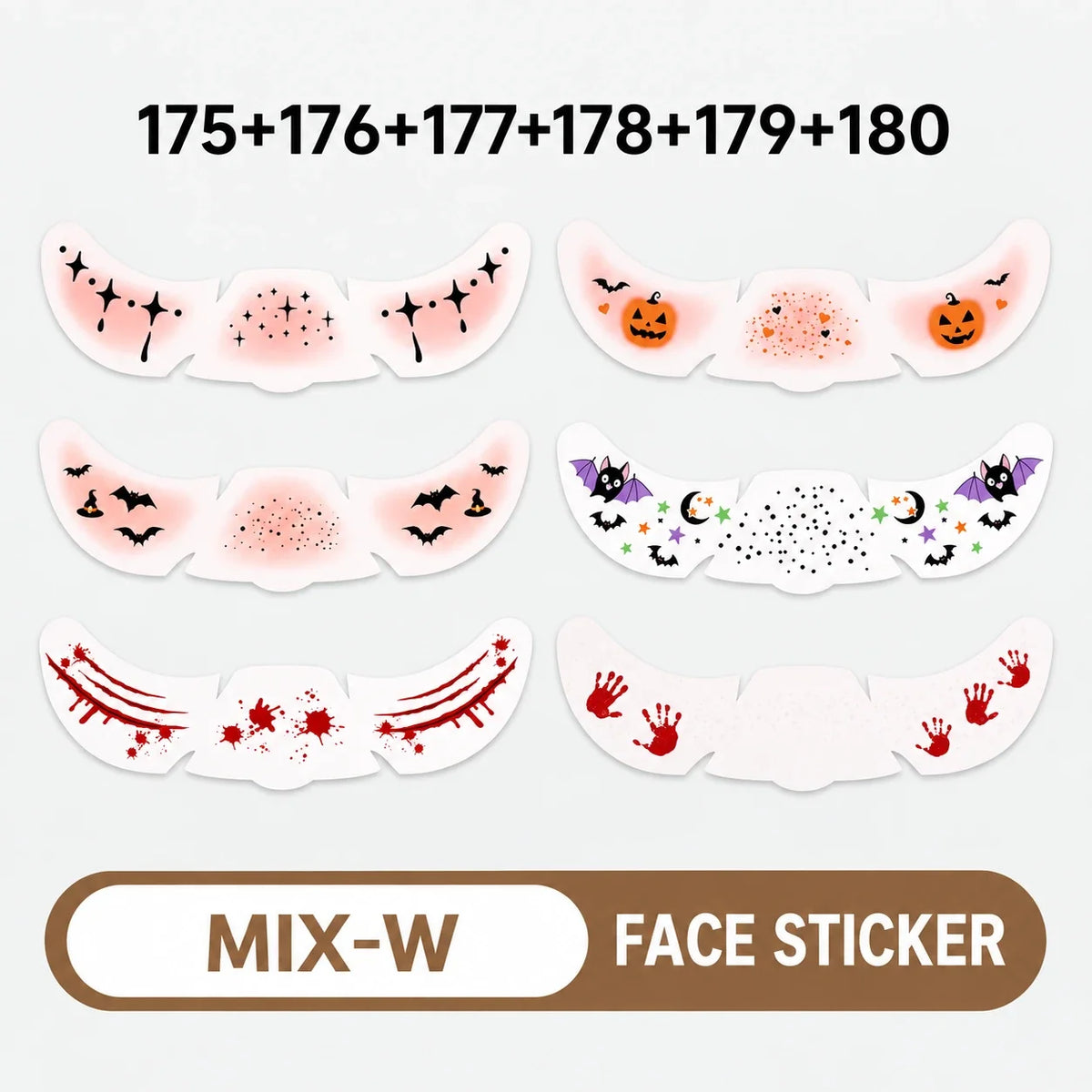 Halloween Face Stickers – 6 Spooky Costume Styles