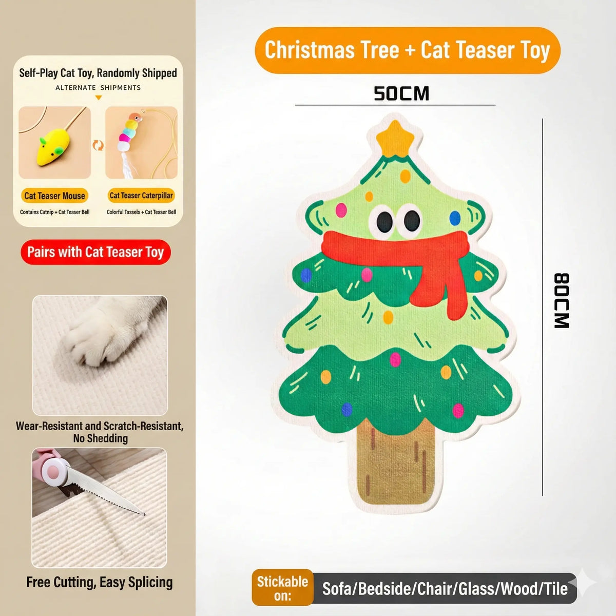 SmartWell Cute Kawaii Cat Scratcher Mat & Wall Protector