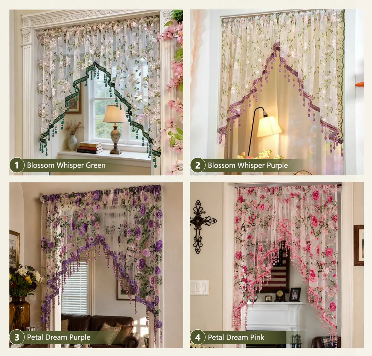 Luxury Floral Lace Door Curtain