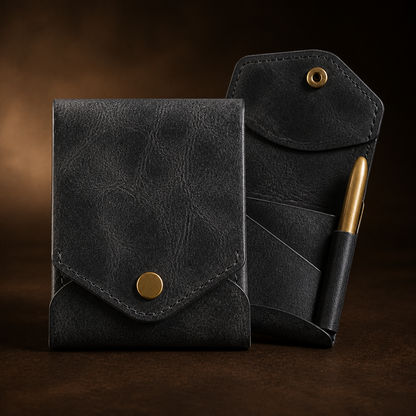 Compact Double-Flap Wallet with Built-In Pen Slot & Get a Free Pen💰