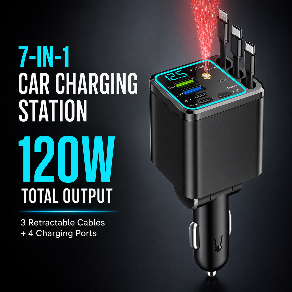 ✨Starry Ambient Light 7-in-1 Fast Car Charger