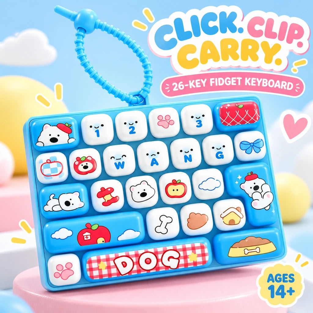 26-Key Mini Fidget Keyboard Keychain