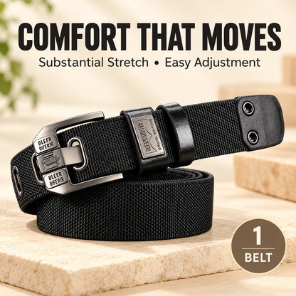 Holeless Stretch Belt with Square Metal Buckle
