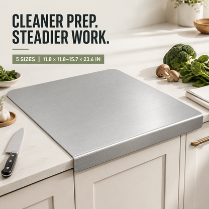 Stainless Steel Countertop Cutting & Pastry Board with Stabilizing Lip
