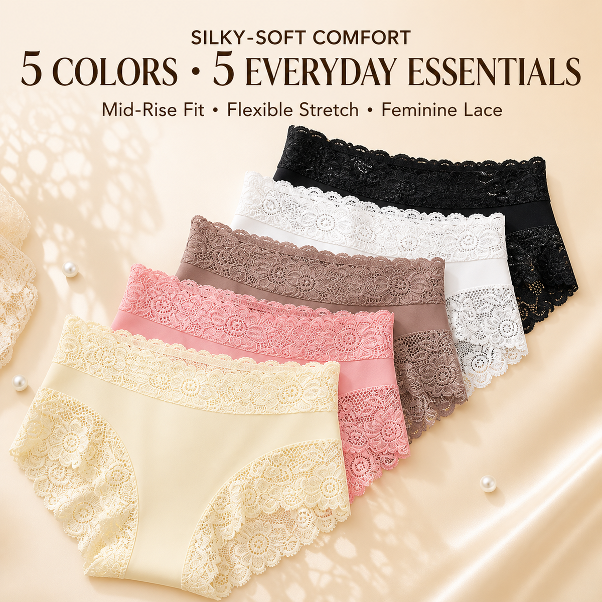 Silky Smooth & Sexy Lace Mid-Waist Panties