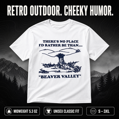 Beaver Valley Vintage Graphic T-Shirt – Retro Outdoor Humor Unisex Tee