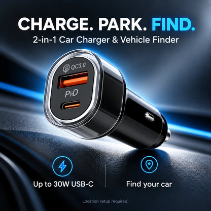 2-in-1 Car Charger & Vehicle Finder