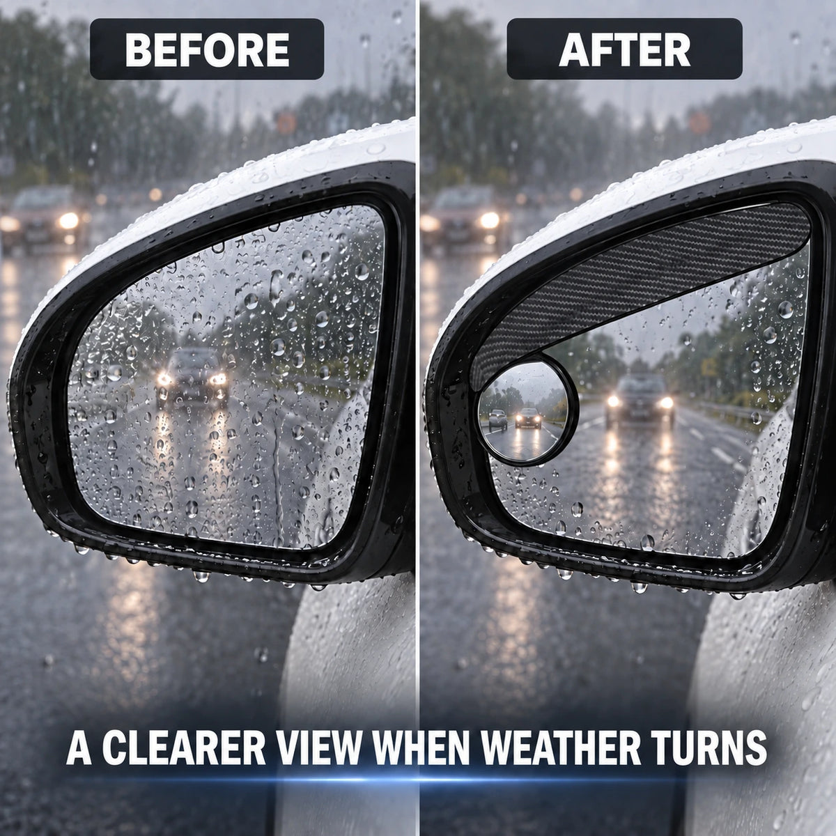 Car Rearview Mirror Rain Visor with Adjustable Blind Spot Mirror