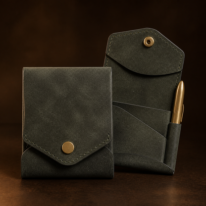 Compact Double-Flap Wallet with Built-In Pen Slot & Get a Free Pen💰