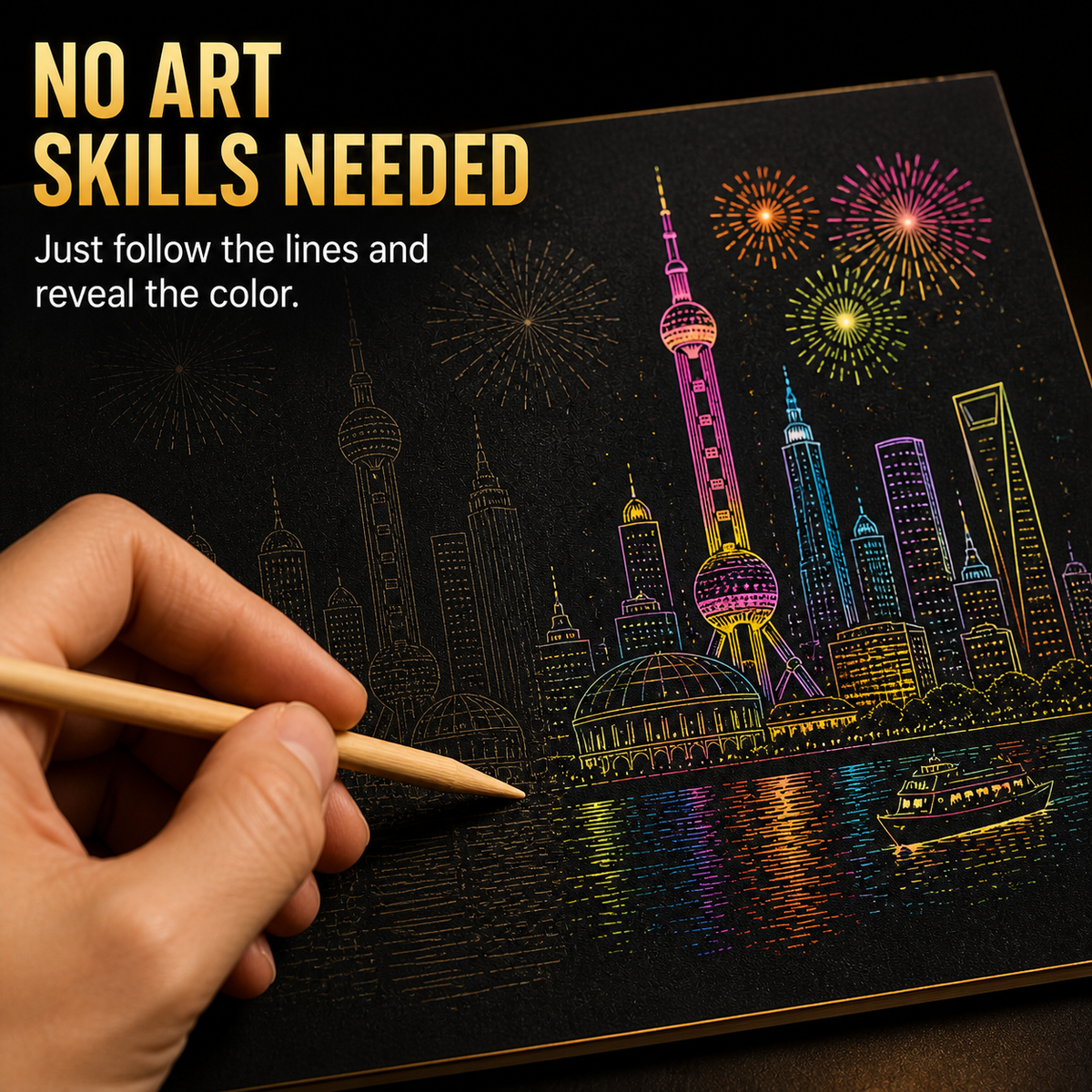 Colorful City Series Scratch Art Book for Adults Foil Engraving Scratch Painting
