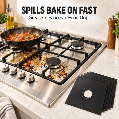 🥘 Reusable Gas Stove Burner Liners♻️ (Set of 4)