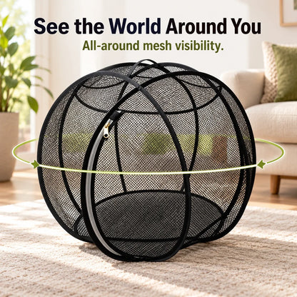 Full mesh enclosure showing visibility through its black panels.
