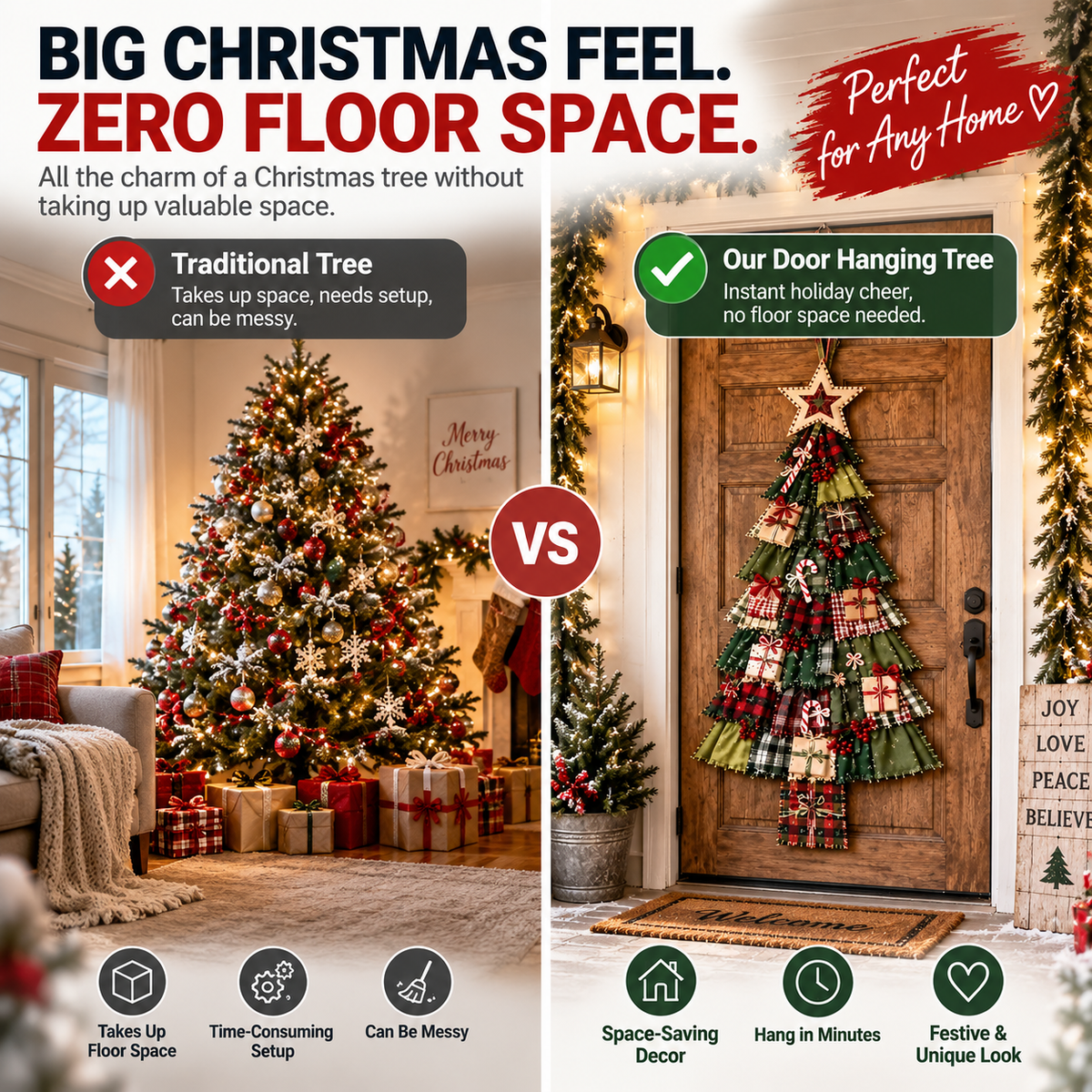 Handmade Fabric Christmas Tree Door Hanging Decor 🎄