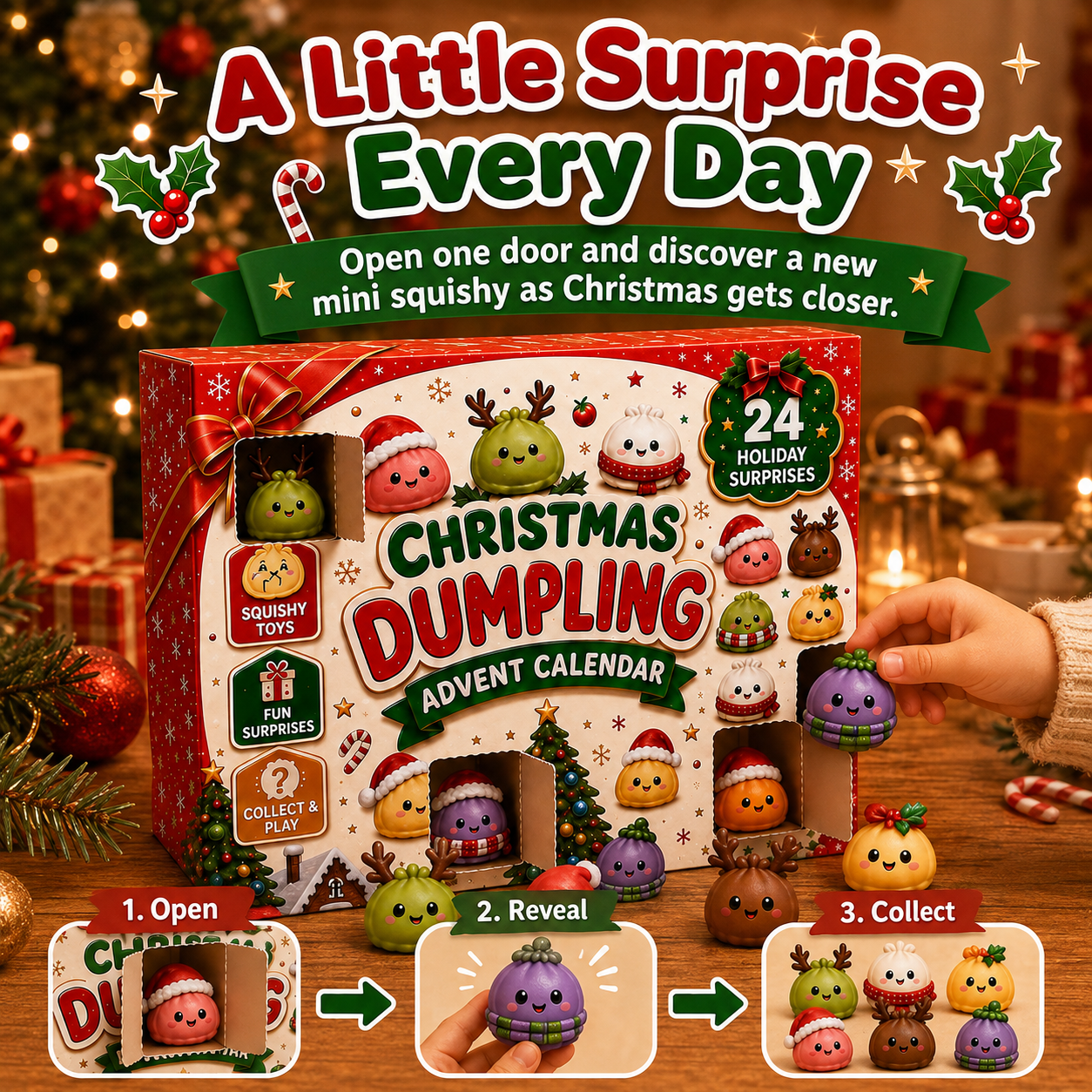 🎅 Cute Christmas Advent Calendar: 24 Days of Squishy Dumplings 🥟