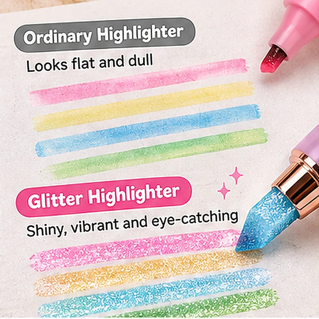✨ Glitter Highlighter Pens – Add Shimmer to Notes, Journals & Creative Projects 🌈