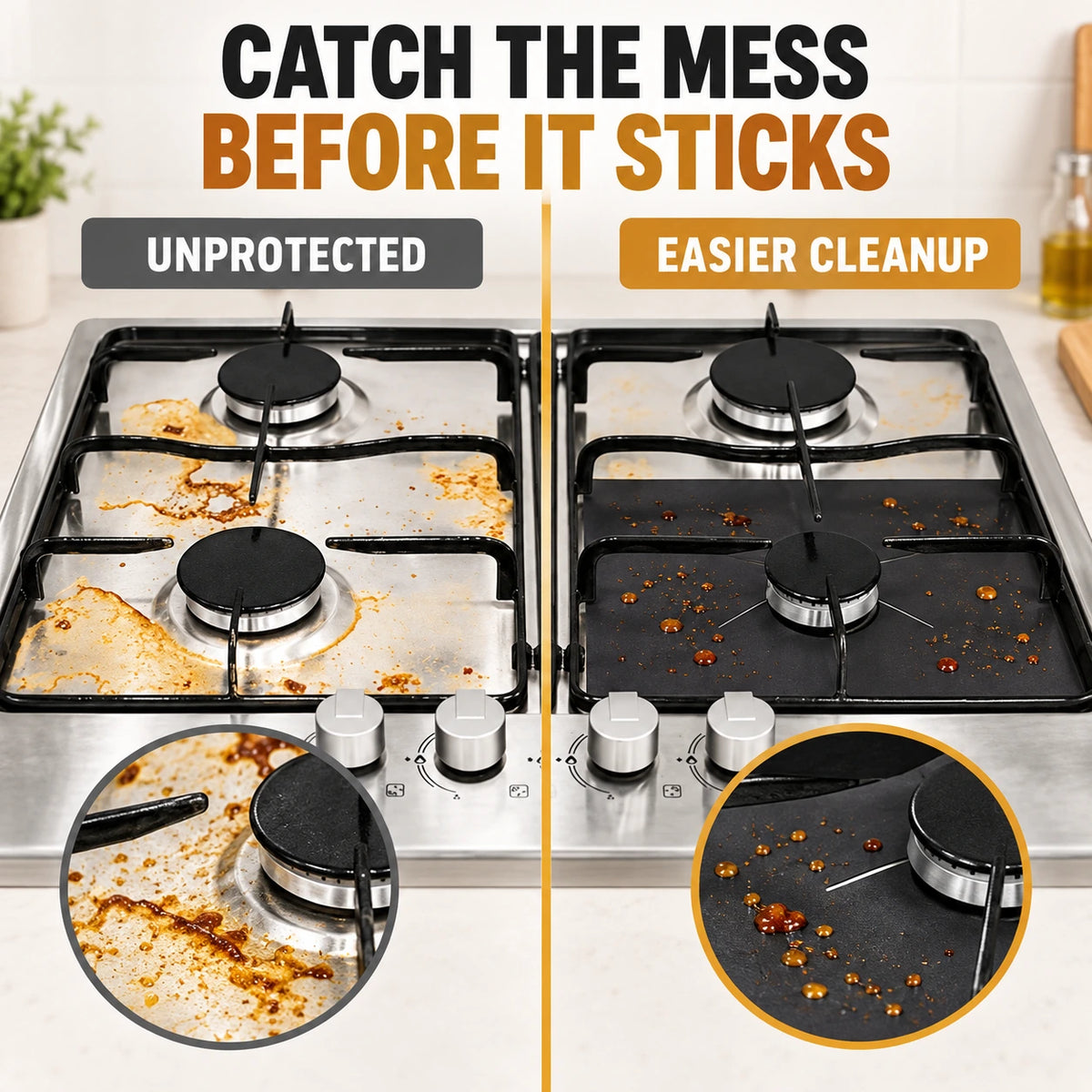 🥘 Reusable Gas Stove Burner Liners♻️ (Set of 4)