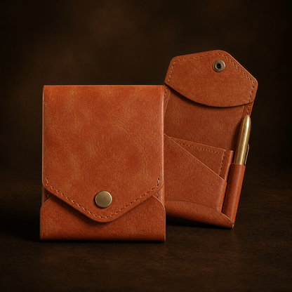 Compact Double-Flap Wallet with Built-In Pen Slot & Get a Free Pen💰