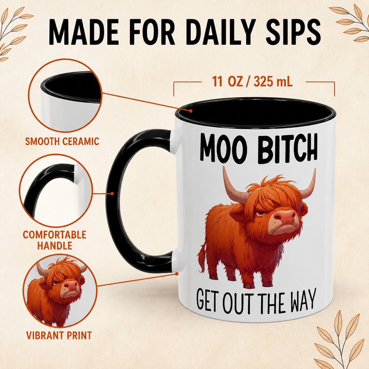 “Moo, Get Out The Way” Highland Cow Mu