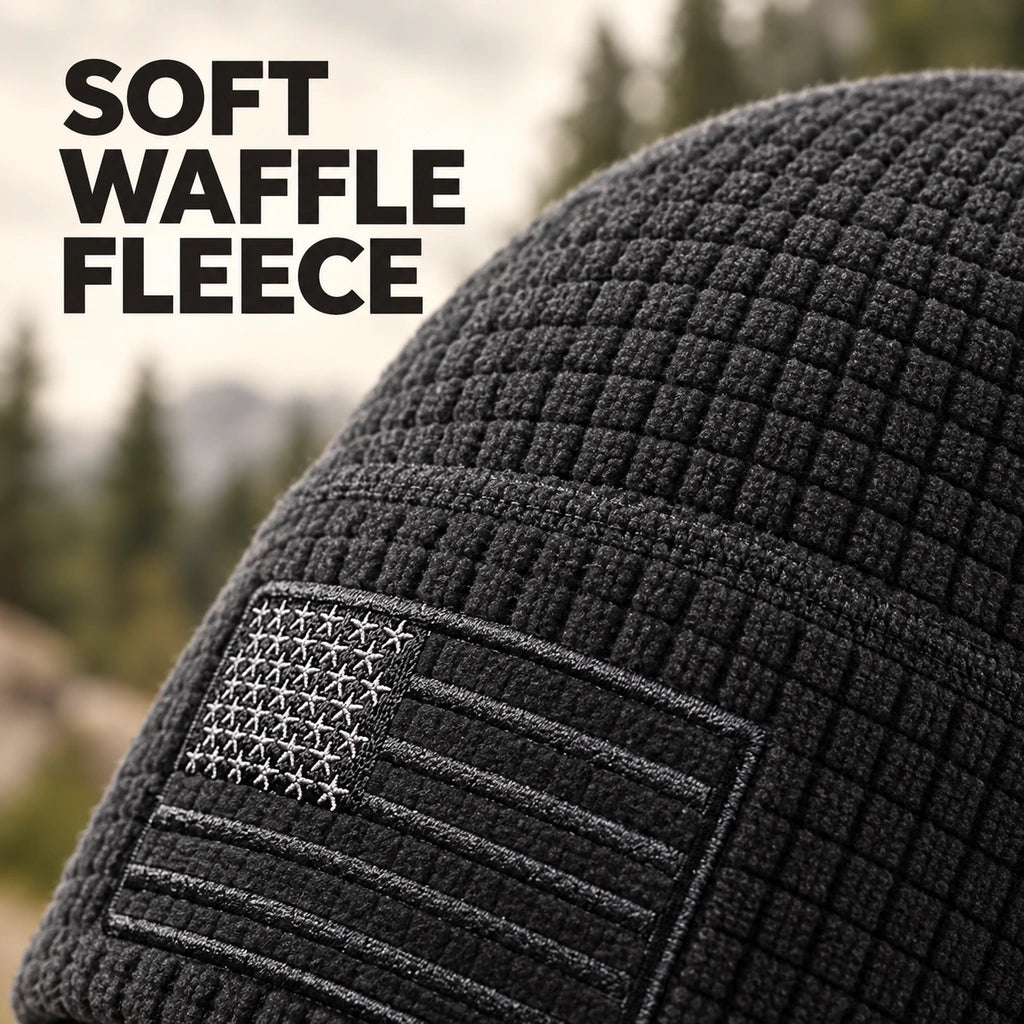 USA Flag Grid Fleece Beanie