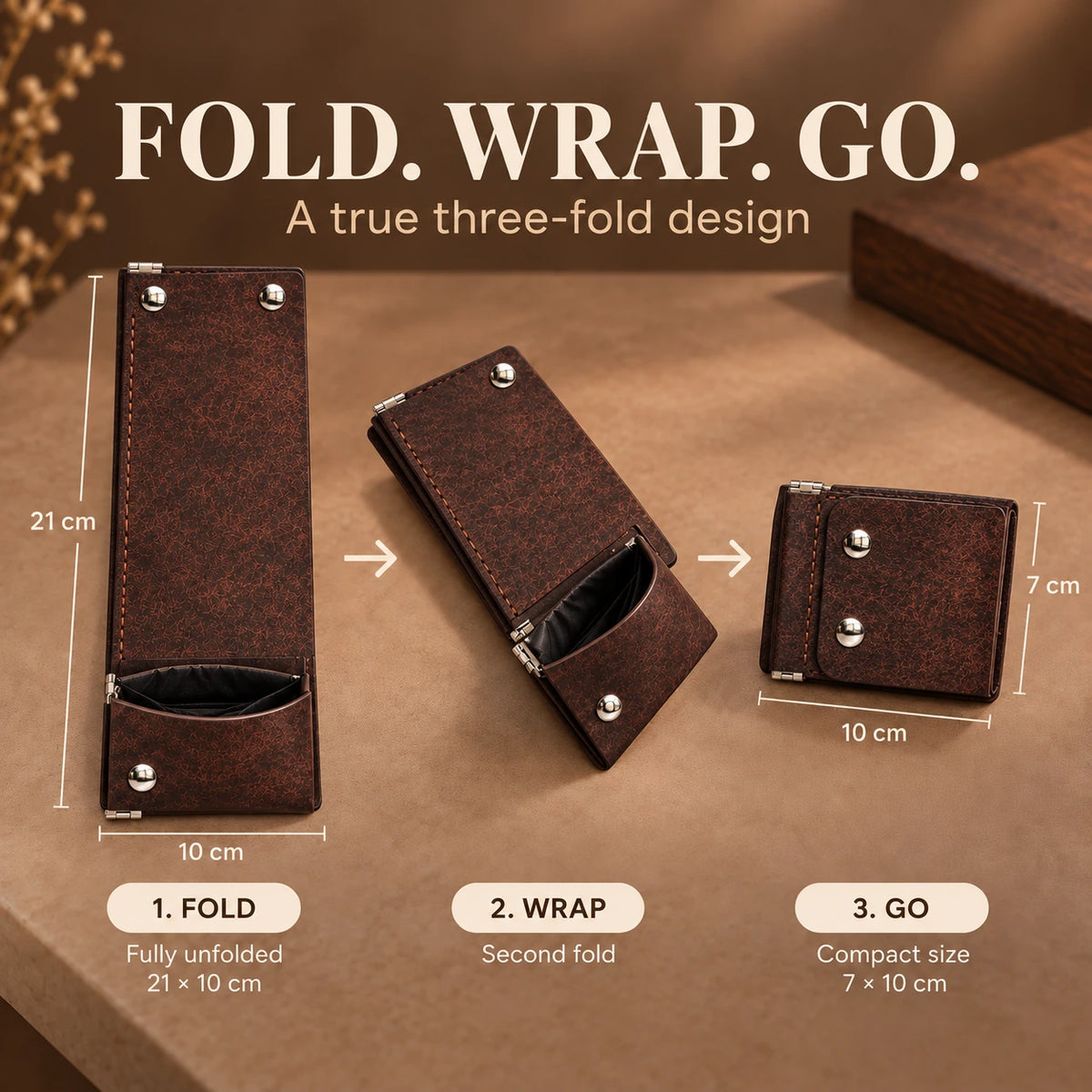 Vintage Compact Trifold Wallet with Quick-Access Coin Pocket