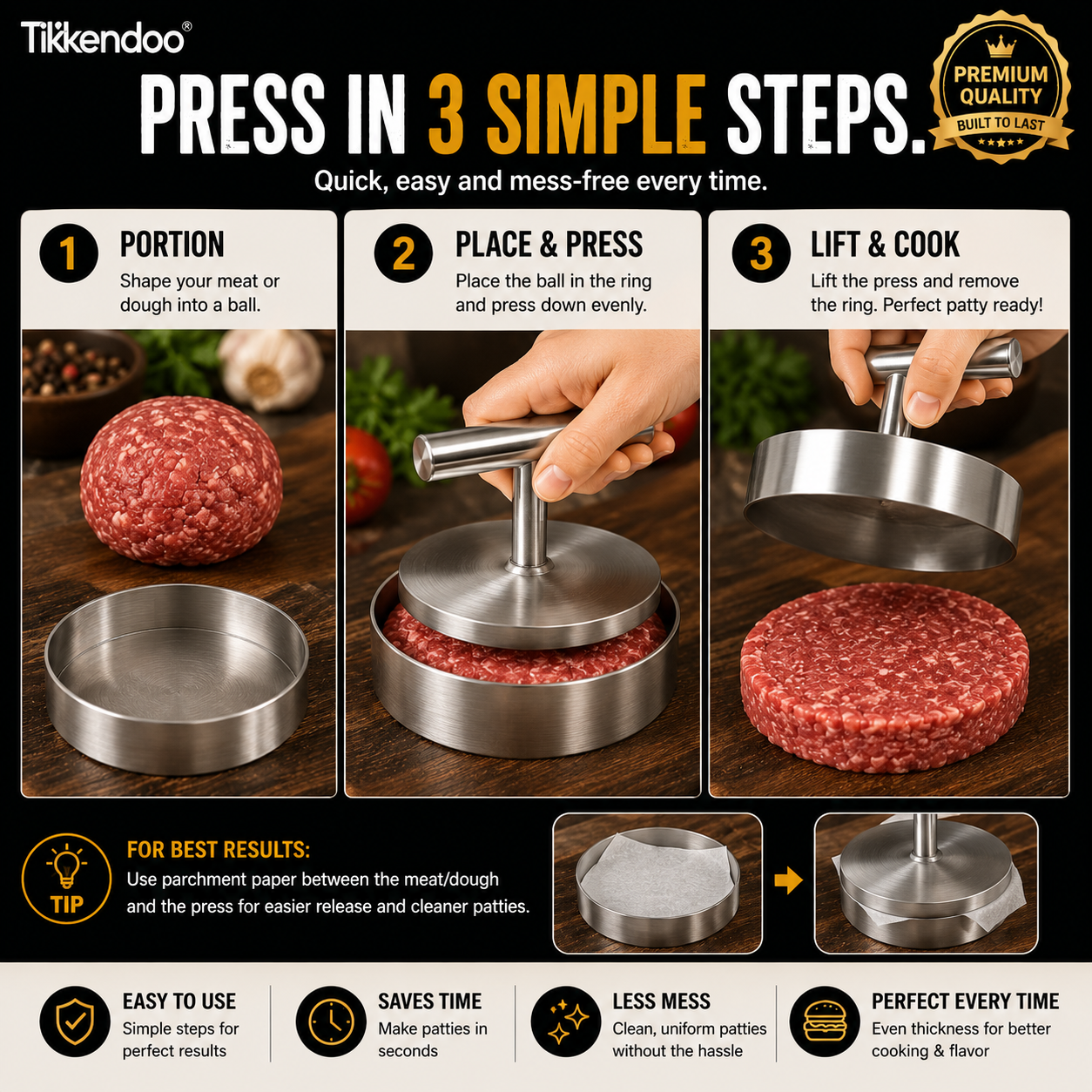 🍔 2 PACK Manual Burger Patty Press – Uniform Round Patties for Grilling, Meal Prep & Home Cooking|BBQ FAVORITE