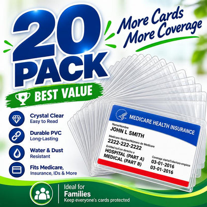 Clear Medicare Card Sleeves | 0.8 mm PVC Protection