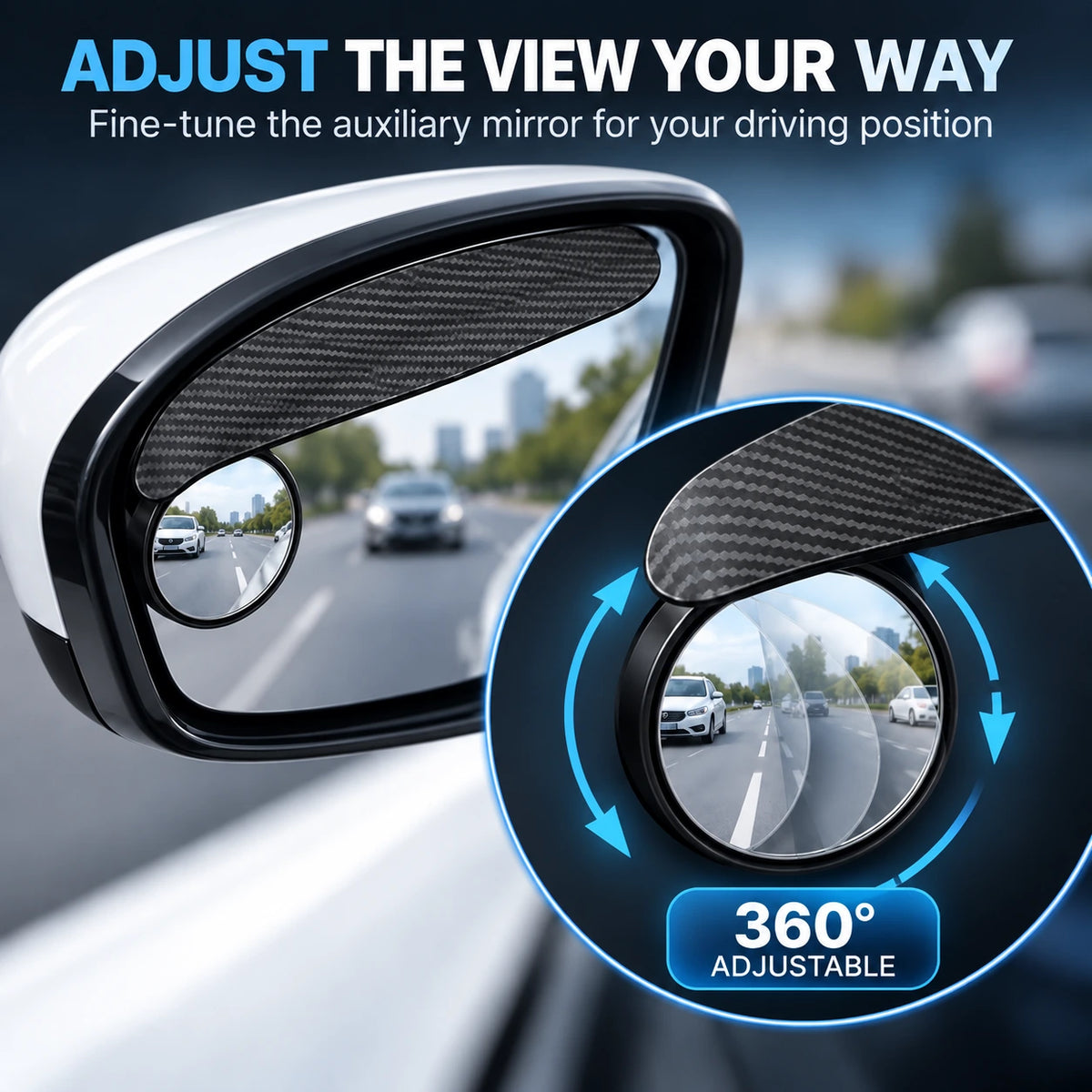 Car Rearview Mirror Rain Visor with Adjustable Blind Spot Mirror
