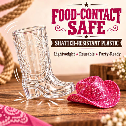 Mini Cowboy Boot Shot Cups with Decorative Hats