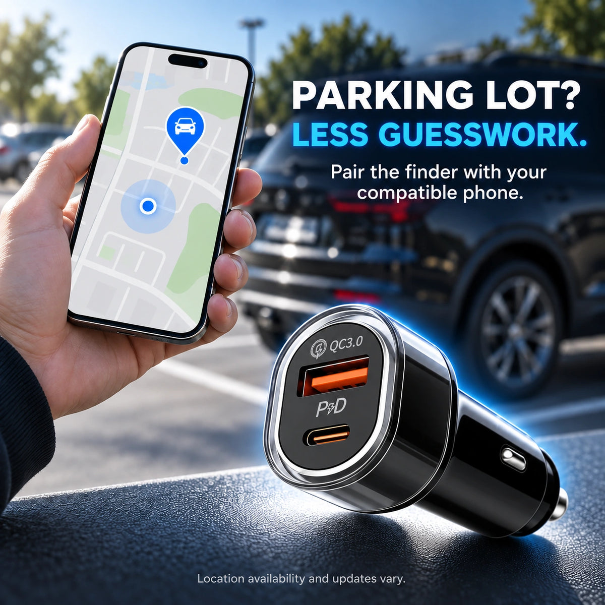 2-in-1 Car Charger & Vehicle Finder