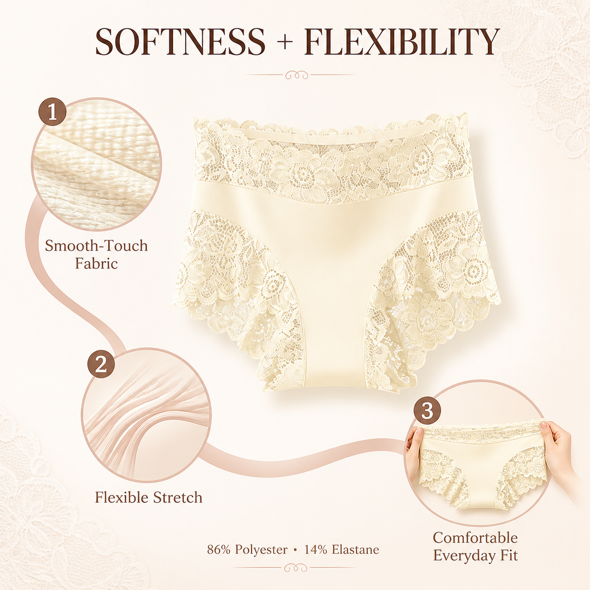 Silky Smooth & Sexy Lace Mid-Waist Panties