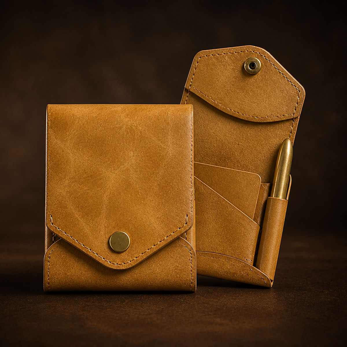 Compact Double-Flap Wallet with Built-In Pen Slot & Get a Free Pen💰