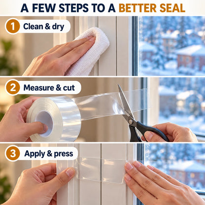 💨 Draft Stopper Clear Seal Tape – Keep Cold Air Out & Lower Energy Bills 🥶💡