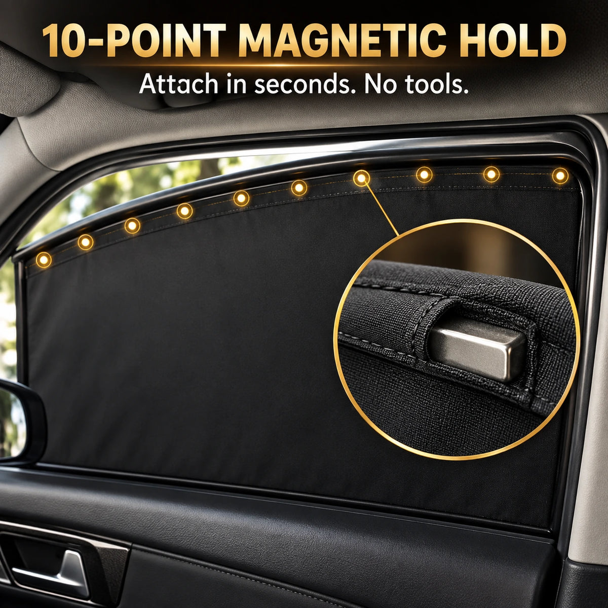 Magnetic Car Side Window Curtains – 4-Piece Front & Rear Privacy Sunshade Set