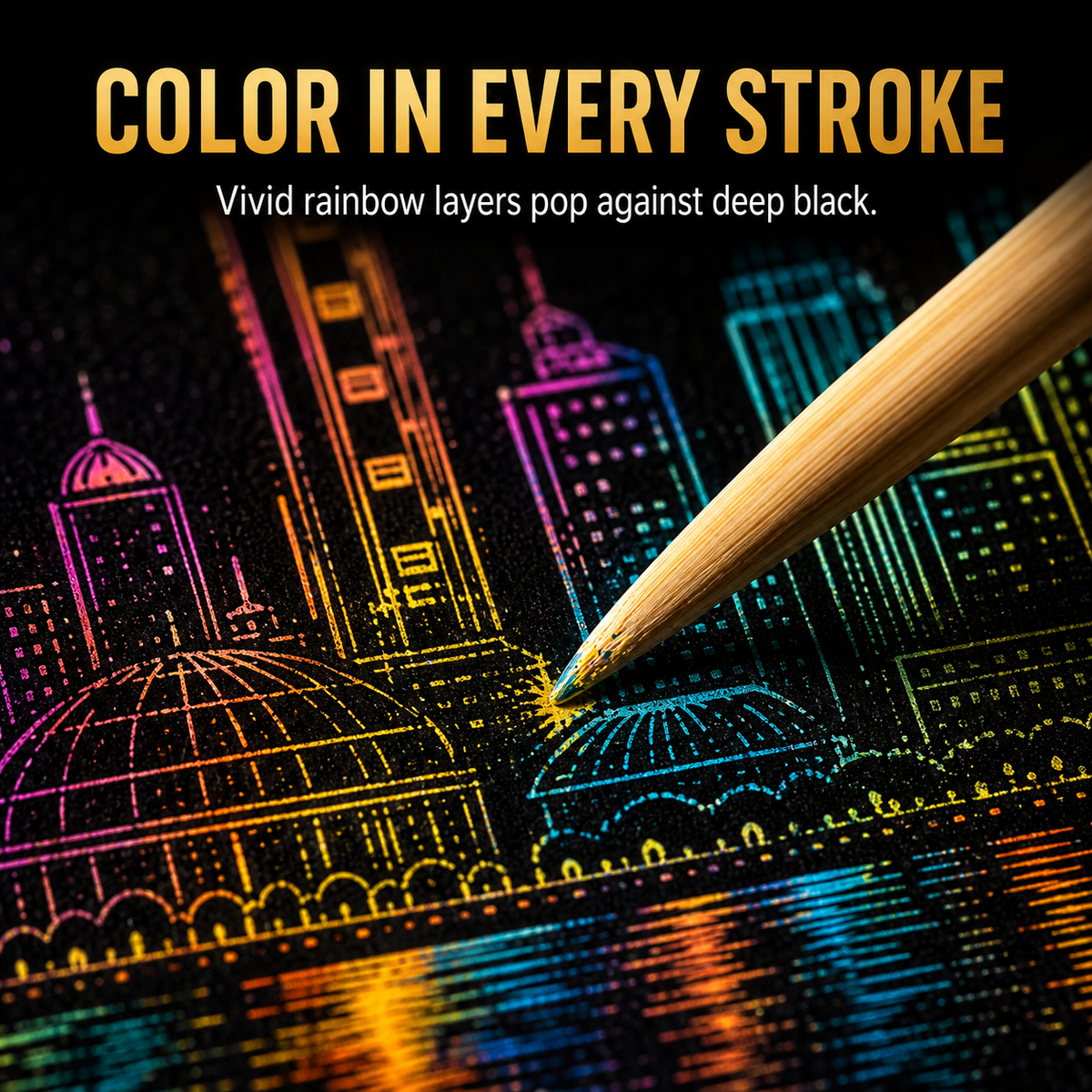Colorful City Series Scratch Art Book for Adults Foil Engraving Scratch Painting