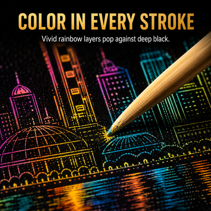 Colorful City Series Scratch Art Book for Adults Foil Engraving Scratch Painting